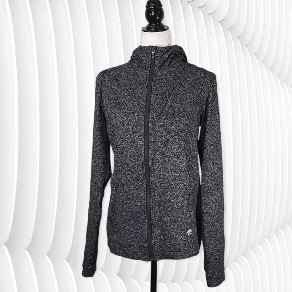 Roots Women's Hoodie Size S Warmup With Thumb Holes Grey/Black Made in Canada
